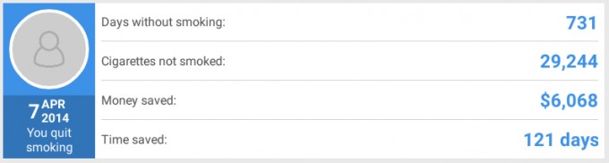 I quit smoking 2 years ago today: Screenshot