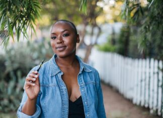 woman wearing denim jacket