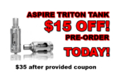 Pre-Order: Authentic Aspire Triton Tank – $35 After Coupon